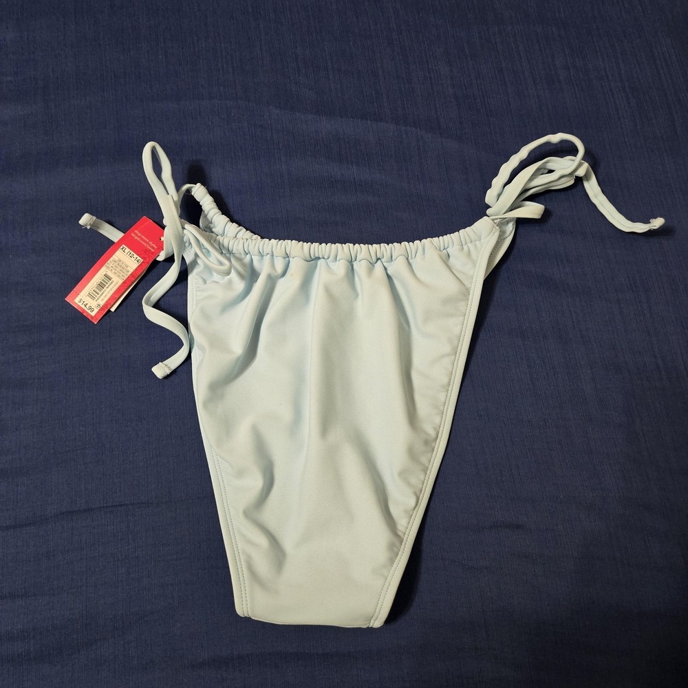 Xhilaration NEW Swim Bottom Juniors XL(12-14) Blue High Leg Side Tie Bikini - Picture 2 of 7